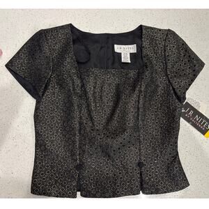 J.R. Nites by Caliendo Black & Gold Evening Top – NWT – Size 6